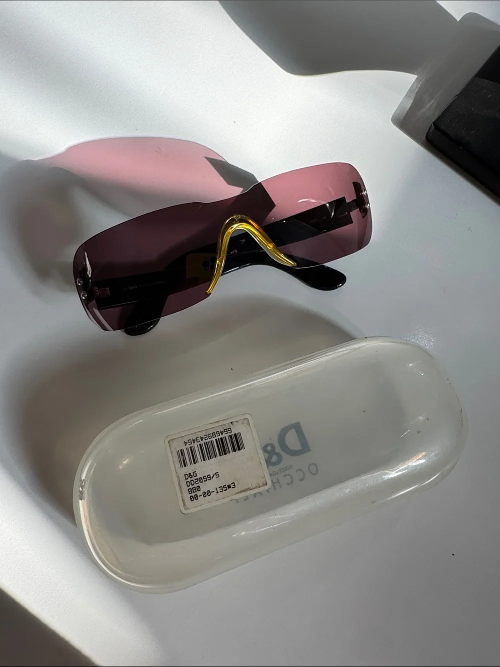 D&G Dolce & Gabbana Y2K Rimless Shield Sunglasses DD2059/S Mauve RARE